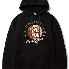 Basketball & Letter Print Hoodie for Men Graphic Sweatshirt