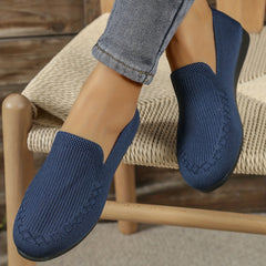 Women's Breathable Knit Flat Shoes Lightweight Slip On Shoes