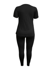 V Neck T shirt & Pants Workout Set