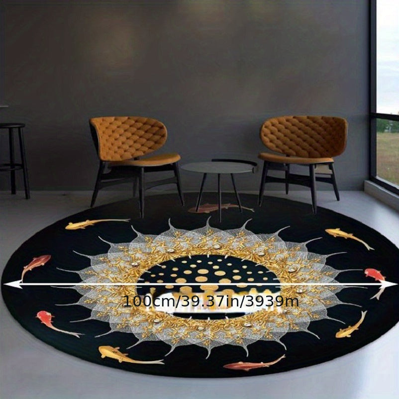 Round Floral Bohemian Floor Mat for Home Decor
