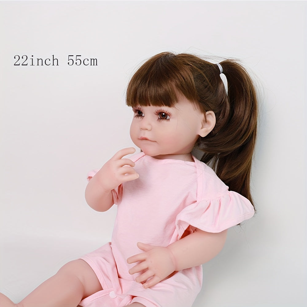 55 Cm Lifelike Reborn Dolls Toddler Girl Silicone Baby Doll Realistic Newborn