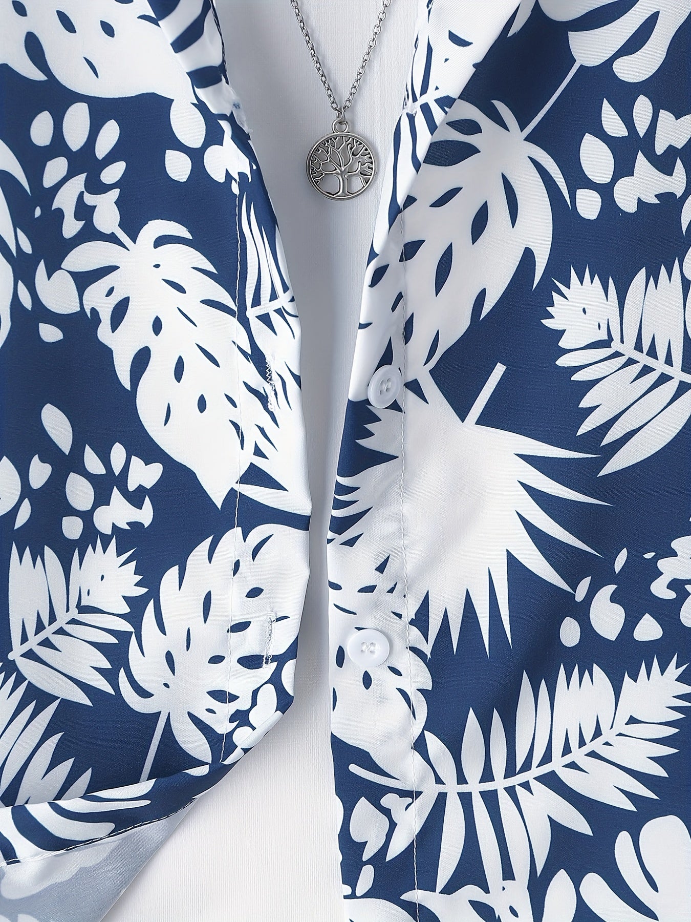 Boys Leaf Print Button Down Set For Summer