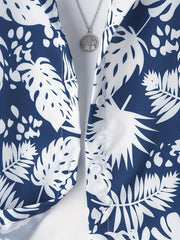 Boys Leaf Print Button Down Set For Summer