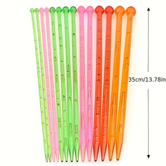 Crystal Sweater Needle Stick Set 14pcs Straight & Loop Knitting Kit 4mm 10mm