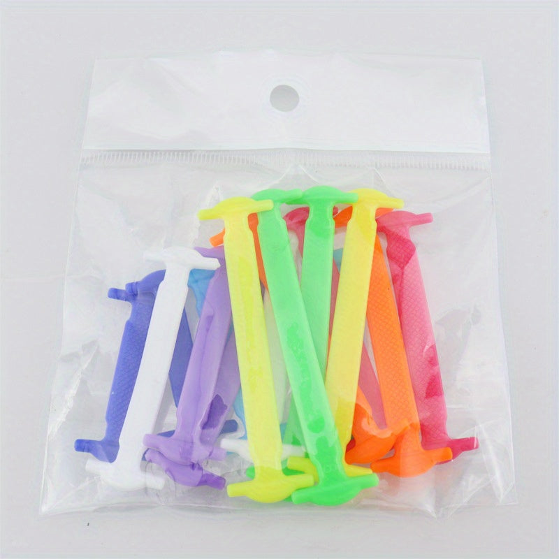 16pcs Lazy Shoelaces No Buckle Silicone Elastic No Tie Shoe Laces