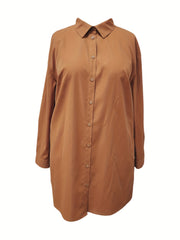 Women's Button Up Long Sleeve Shirt Dress