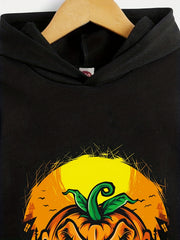 Boys Halloween Party Pumpkin Dinosaur Hooded Sweatshirt