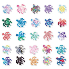 50pcs Colorful Sea Turtle Stickers Vinyl Decals for Water Bottles & More