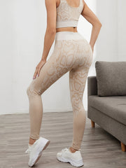 Snakeskin Print Sports Leggings High Stretchy Yoga Fitness Pants