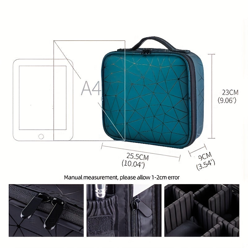 Adjustable Compartments Travel Makeup Train Case for Women