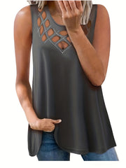 Women's Rhinestone Cut Out Tank Top for Summer