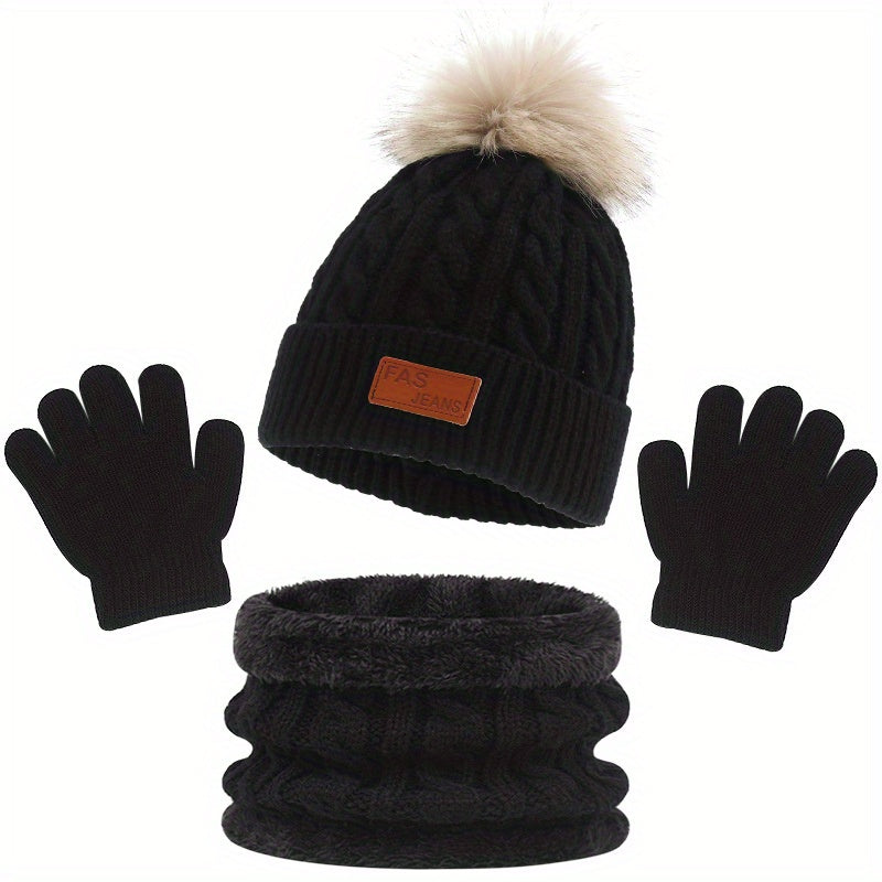 3pc Baby Hat Scarf Gloves Set for Autumn Winter