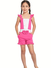 Girls' Princess Romper Jumpsuit w/ Cold Shoulder