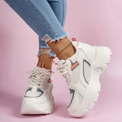 Women's Chunky Mesh Dad Shoes Lace Up Platform Sneakers