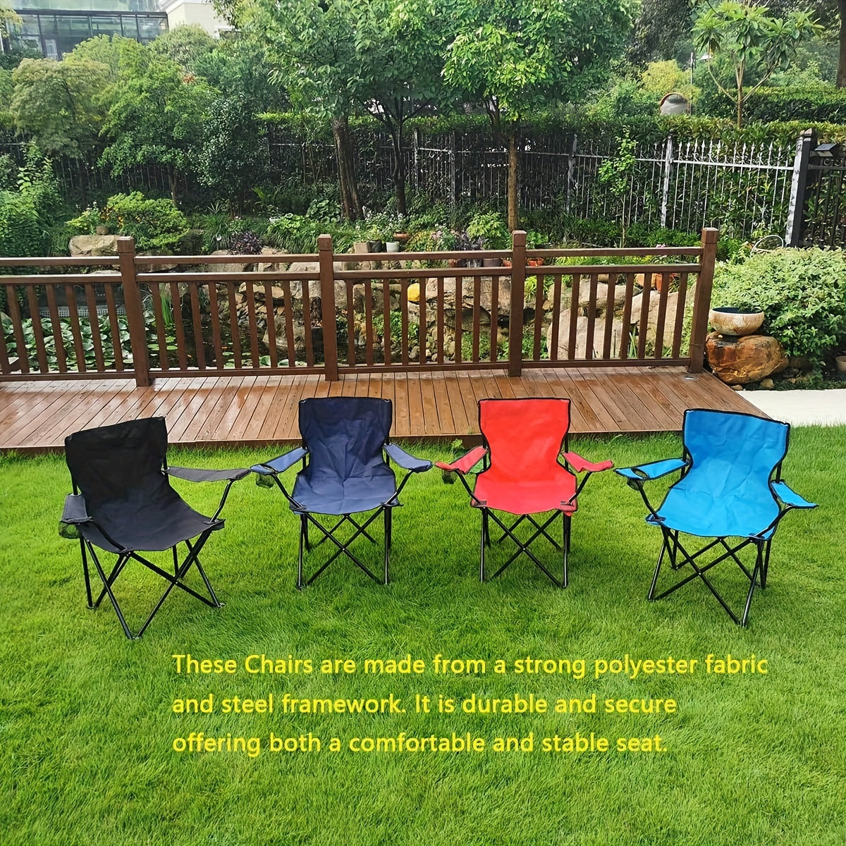 Outdoor Lightweight Folding Chair with Cup Holder & Carrying Bag