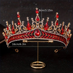Baroque Red Rhinestone Necklace Crown Princess Queen Head Jewelry