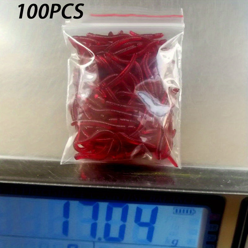 100pcs Bionic Soft Earthworm Baits for Fishing