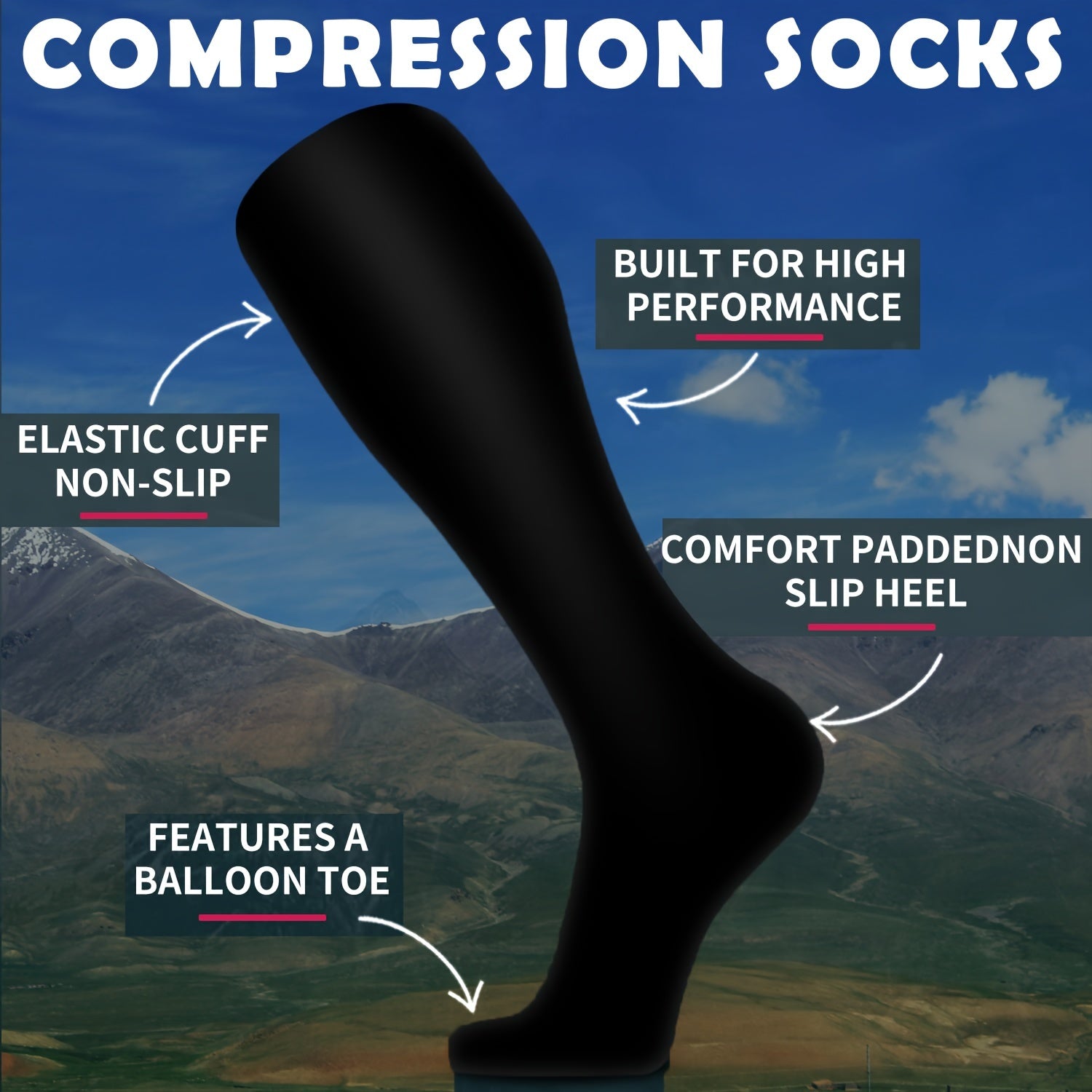 Compression Socks for Women & Men 15-20 mmHg Knee High Stockings