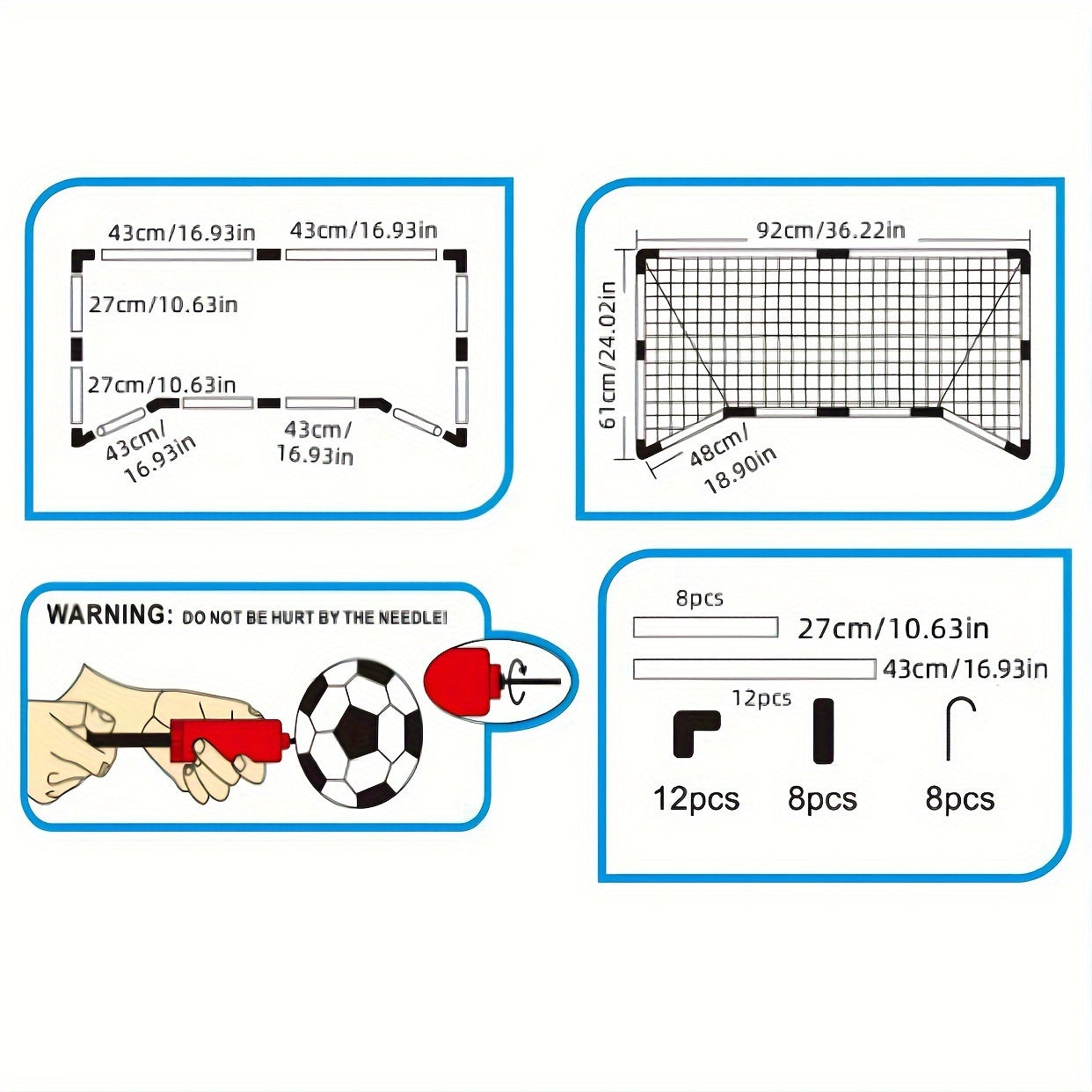 2pcs Plastic Soccer Goal Portable Backyard Training Soccer Goal