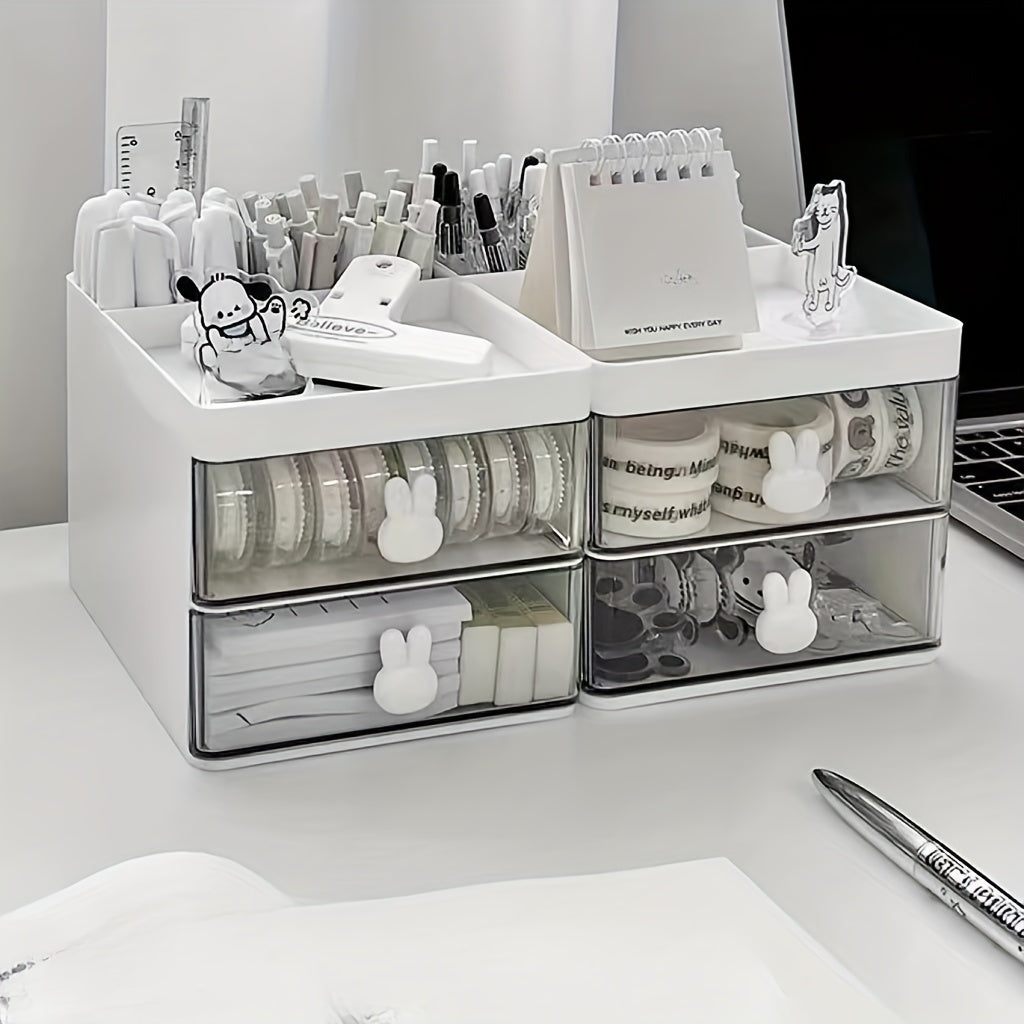 Desktop Storage Box Large Capacity Dorm Stationery Box Living Room Office Drawer