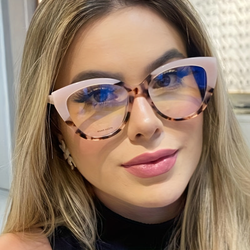Light Blocking TR90 Cat Eye Clear Lens Computer Glasses