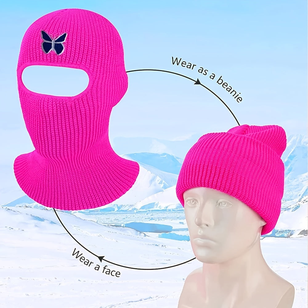 Knitted Full Face Cover Winter Hat For Outdoors