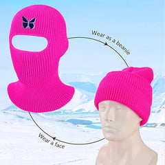 Knitted Full Face Cover Winter Hat For Outdoors