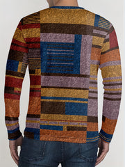 Geometry Print Men's Long Sleeve T-shirt for Autumn