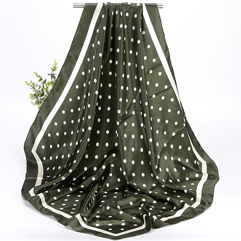 Polka Dot Print 88 Square Scarf Lightweight Silk Faux Scarf