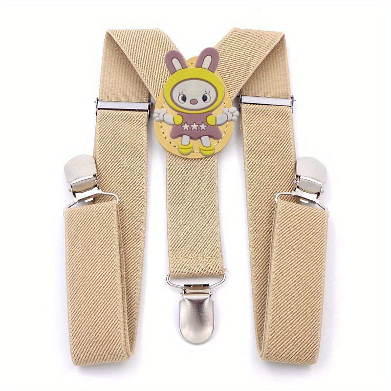 Beige Pink Children's Y-Shaped Cartoon Suspender Harness