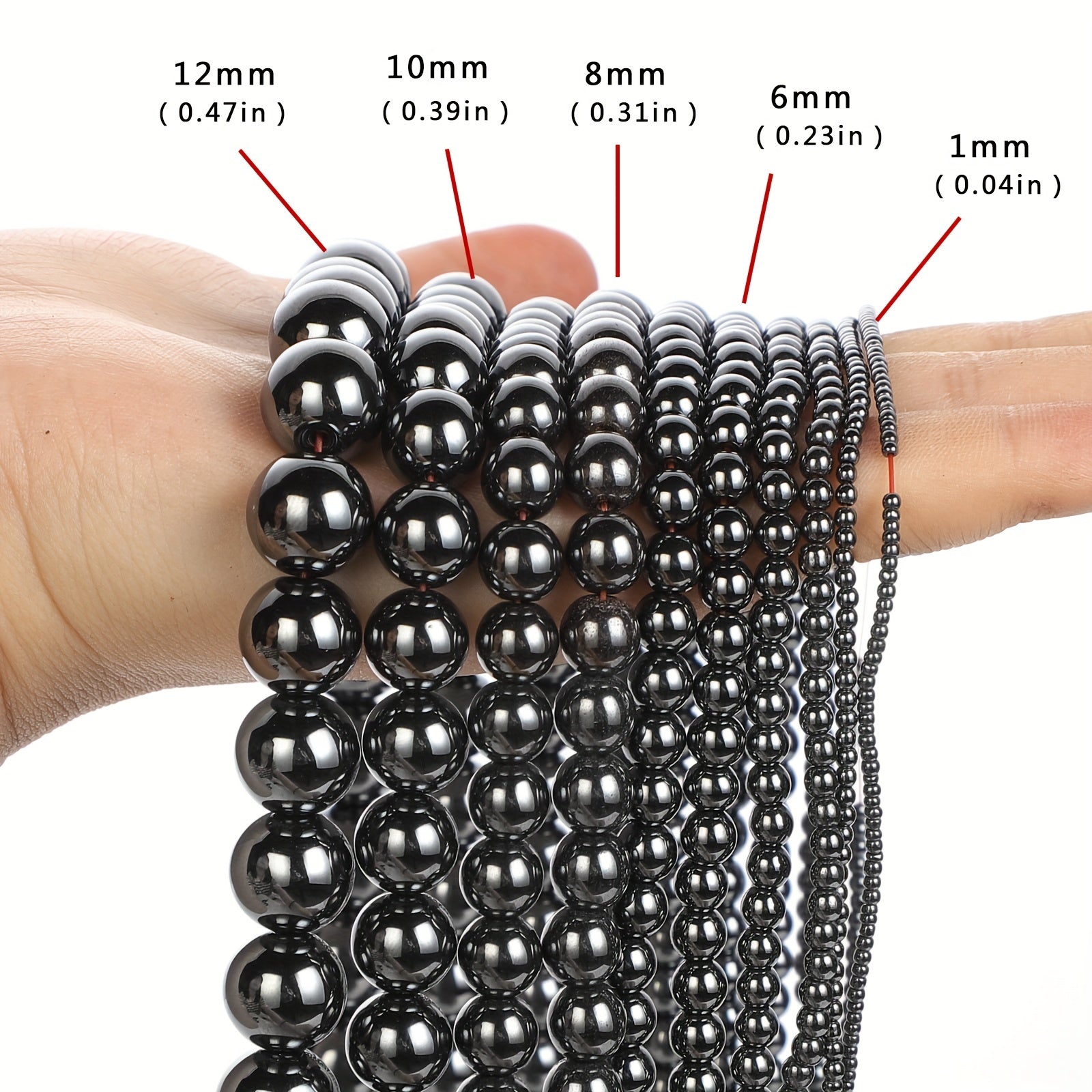 Natural Hematite Round Loose Beads for DIY Jewelry Making 1-12mm
