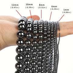 Natural Hematite Round Loose Beads for DIY Jewelry Making 1-12mm