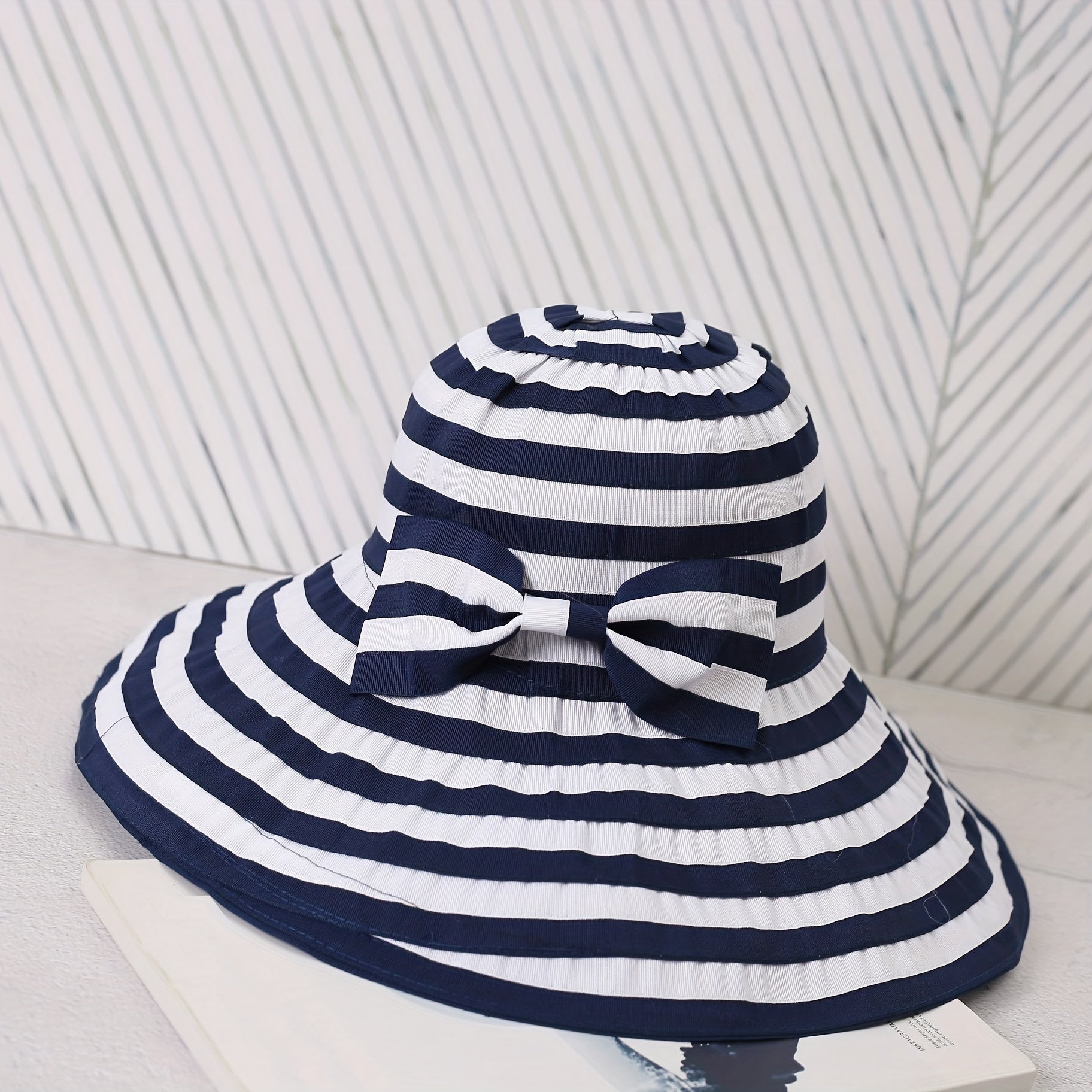 Sun Hat Bow Decor French Style Wide Brim UV Protection Bucket Hats