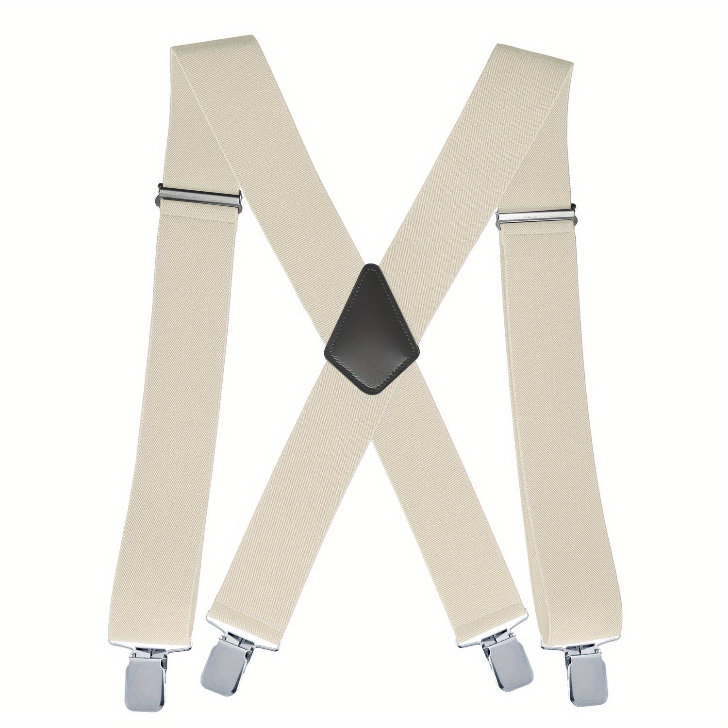 Men's X-Shaped Adjustable Suspenders with Four Clips - 4 Colors
