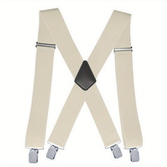 Men's X-Shaped Adjustable Suspenders with Four Clips - 4 Colors