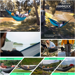 Portable Double Hammock For Outdoor Travel Backpacking Nylon Swing Hammock