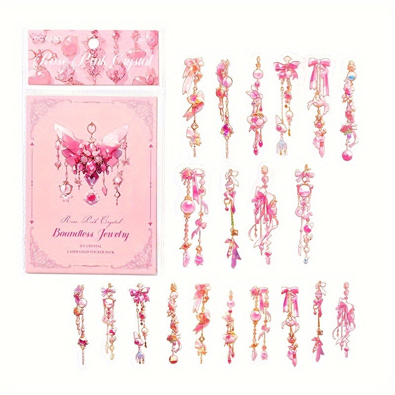 20sheets Ice Crystal Laser Golden Jewelry PET Sticker Set
