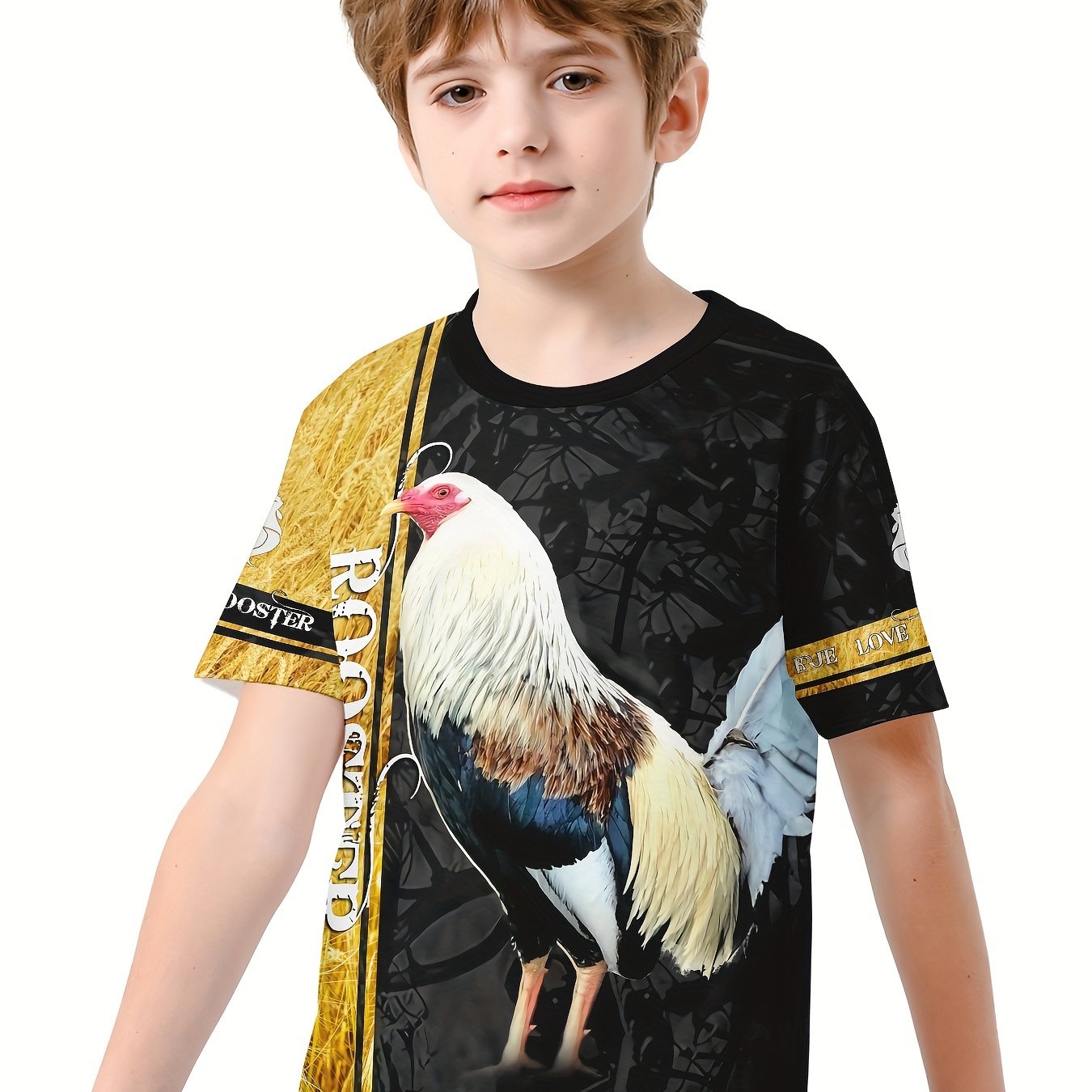 Rooster 3D Print Kids T shirt Boys Summer Lightweight Casual Top