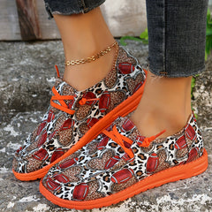 Personality Rugby Print Flat Shoes Women's Slip On Casual Shoes