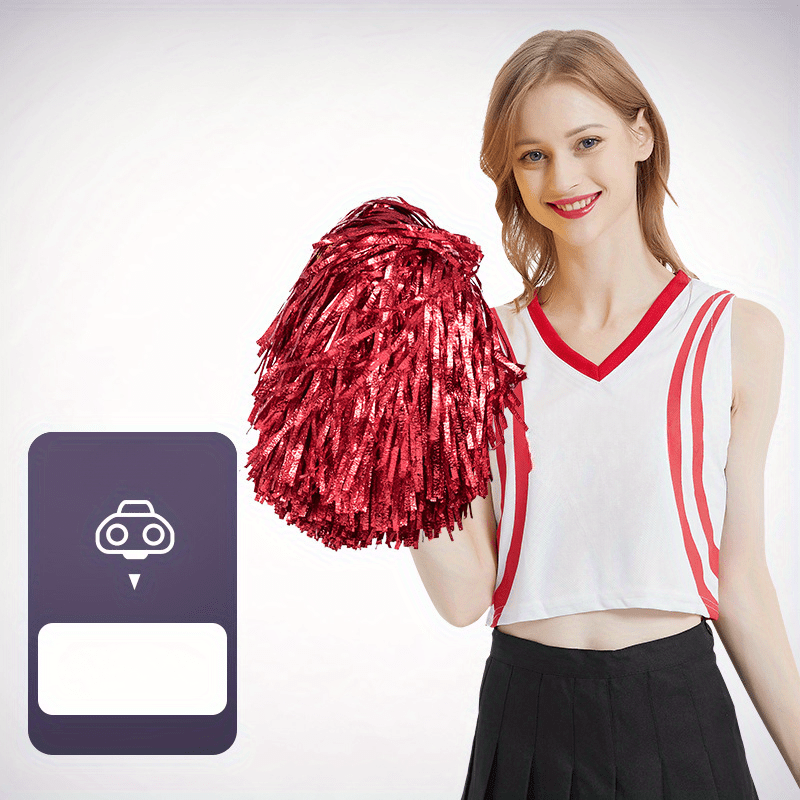 2pcs Cheerleading Pom Poms Durable Ring High Intensity Sports Competition