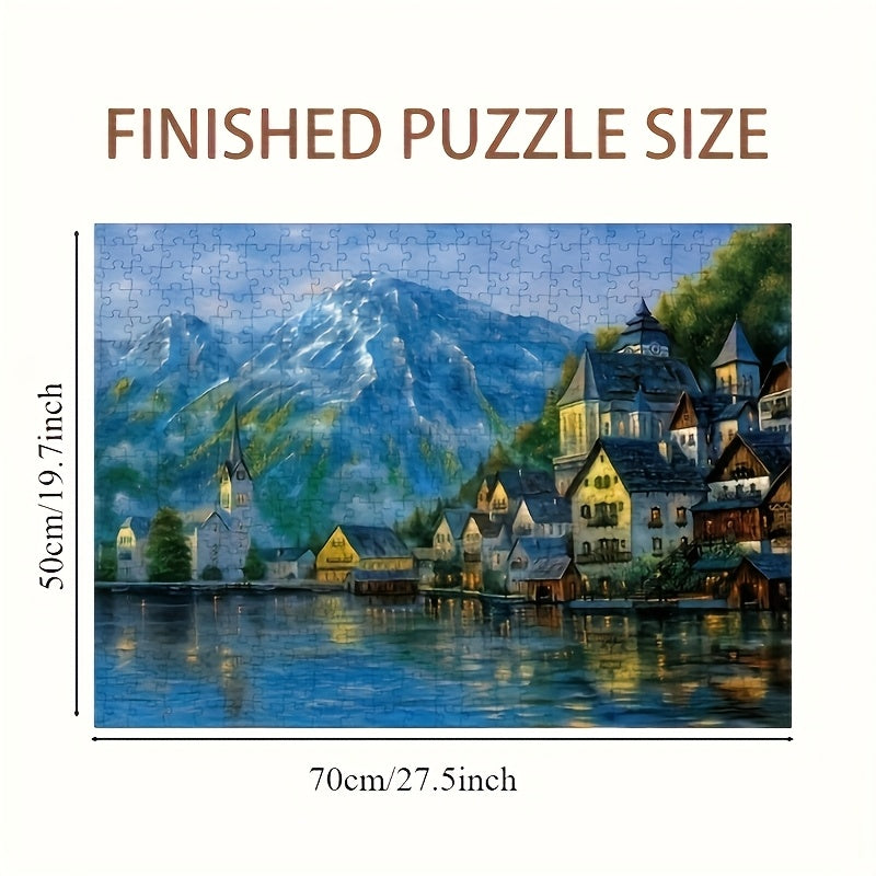 Winter Village 1000pcs Jigsaw Puzzle Snowy Mountain Scene Cozy Cottages 27.5x20