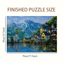 Winter Village 1000pcs Jigsaw Puzzle Snowy Mountain Scene Cozy Cottages 27.5x20