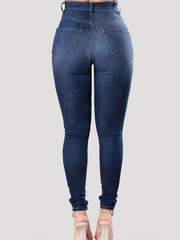 Distressed Skinny Leg Jeans Women's Denim Pants