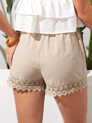 Lace Stitching Drawstring Shorts for Women