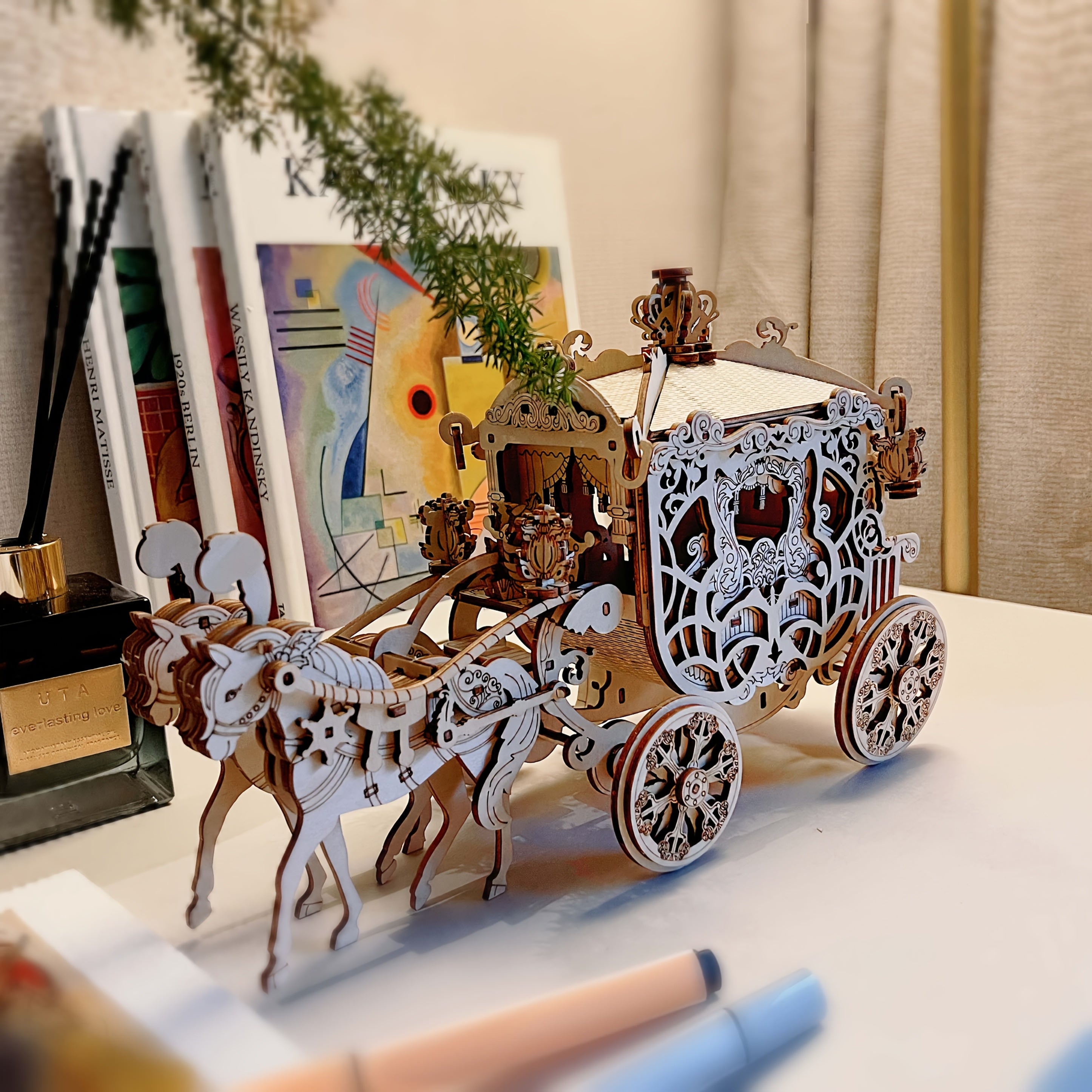 3D Pumpkin Cart Wooden Puzzle DIY Model Toy Gift Giving
