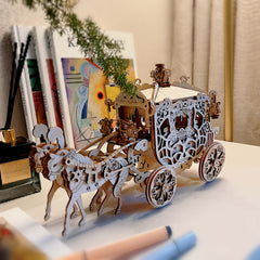 3D Pumpkin Cart Wooden Puzzle DIY Model Toy Gift Giving
