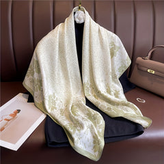 Floral Print Square Scarf Solid Plain Casual Shawl Women Head Wrap Bandana