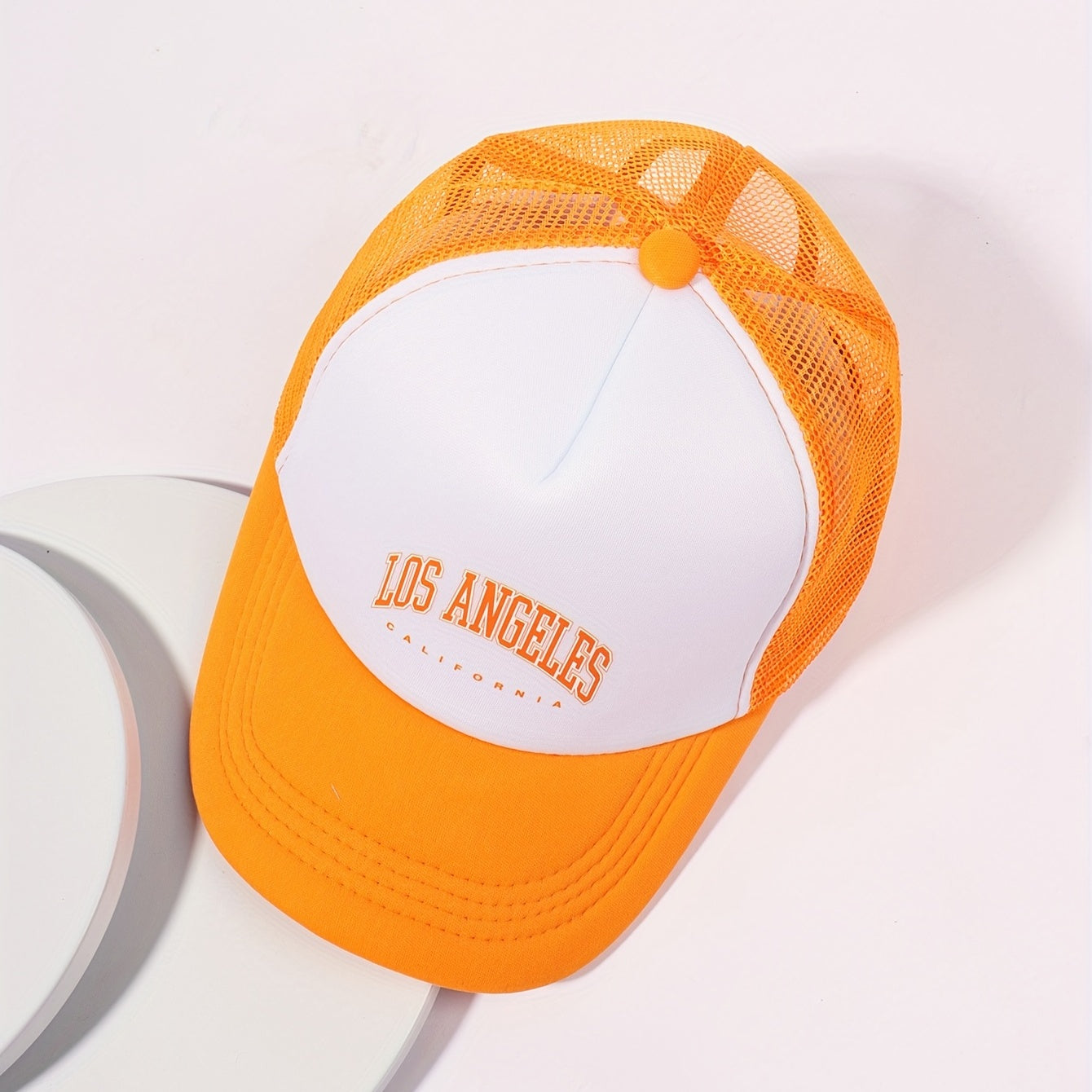 LOS ANGELES Mesh Trucker Hat Printed Bright Block Baseball Cap Unisex