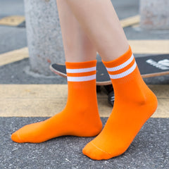 5 Pairs Striped Trim Socks, All Match Sports Socks for Women
