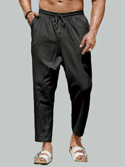 Men's Drawstring Harem Pants Beach Pant Solid Casual Baggy Pants Yoga Trousers